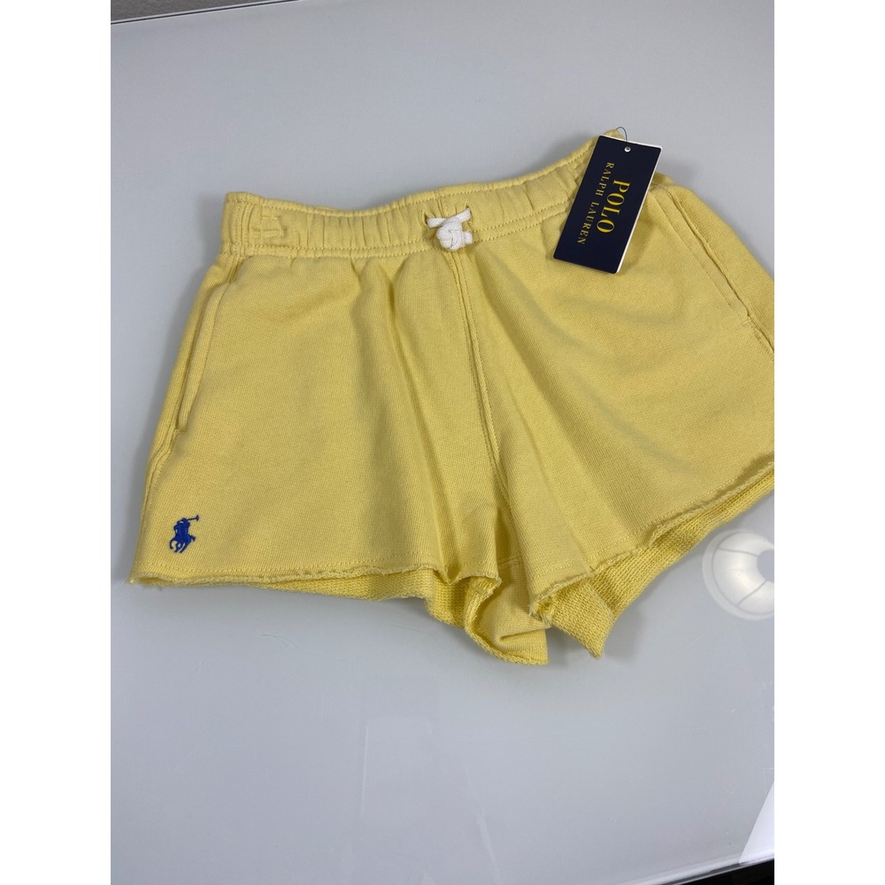 Polo Ralph Lauren Girls 5 Yellow Raw-Hem Terry Shorts NEW Pony Logo Athletic